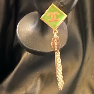 Emerald and Gold fashion Logo Earrings